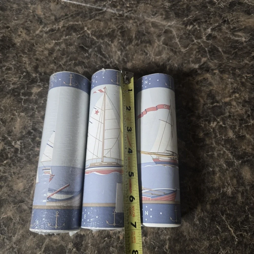 Vintage Nautical Sailboat  Wallpaper Border Lot of 3 Rolls